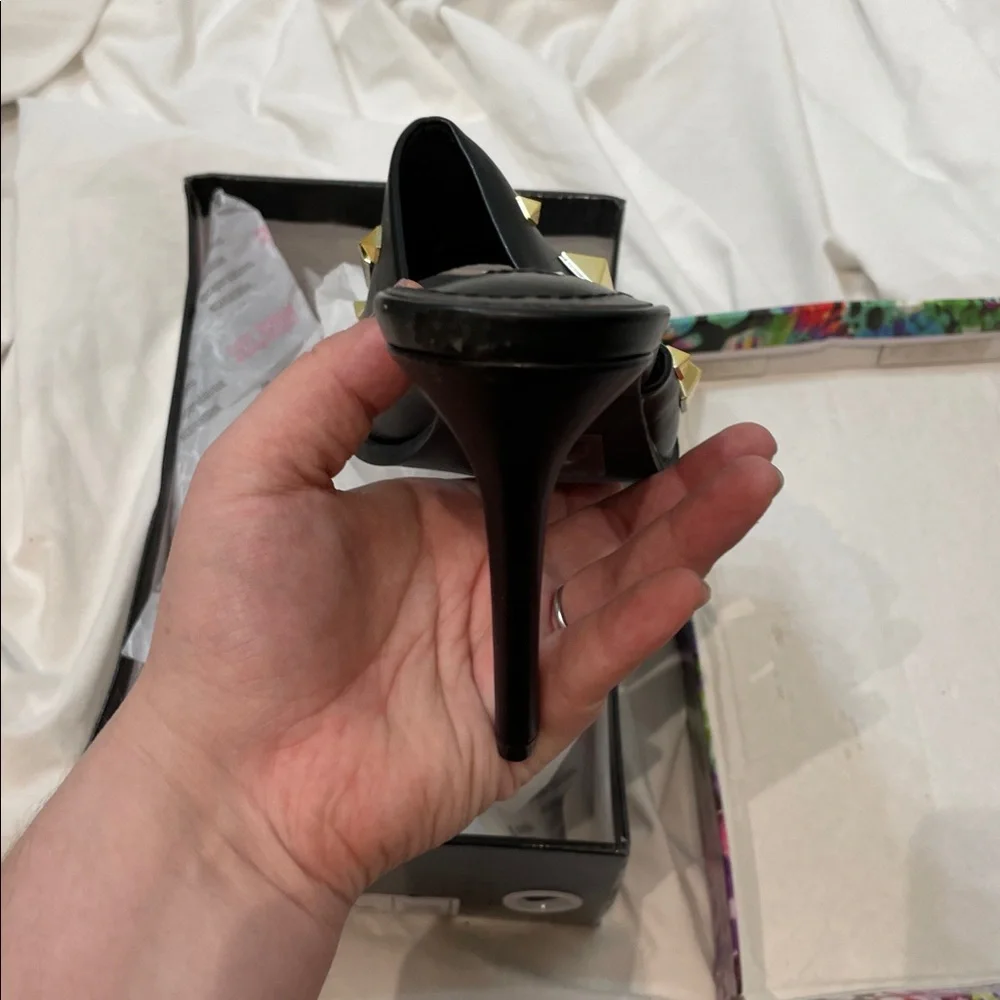 •CAPE ROBBIN• “Popo” Slip-On Square Open Toe High Heel Mules - Black // NIB - Picture 8 of 15